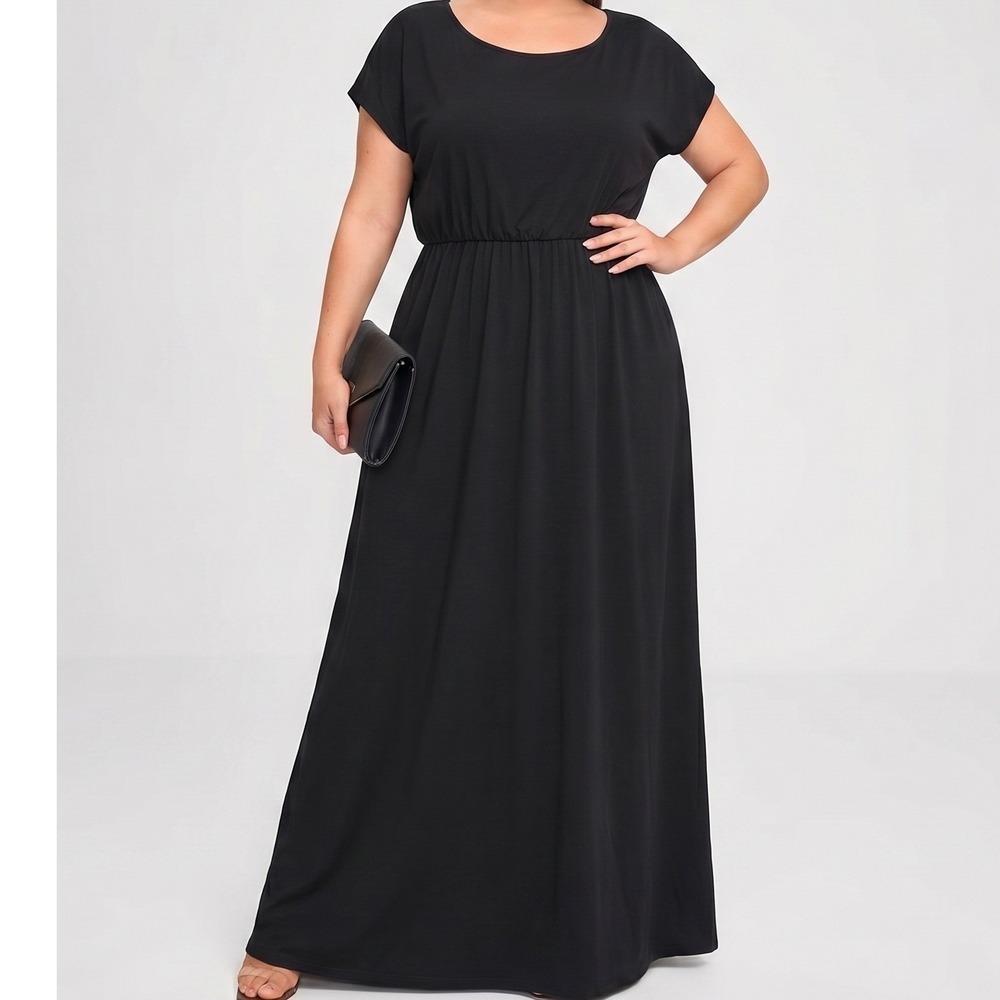 Hot Tempered Y2K Goth Witchy Blouson Classic Black Maxi Dress XL